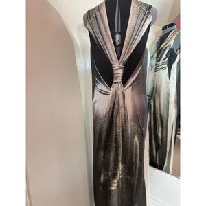 Women's H&M Conscious Exclusive Black Beige Printed Maxi Dress US 6